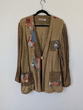 Vintage Canvasbacks Patchwork Jacket Size XL Lagenlook Art To Wear Boho